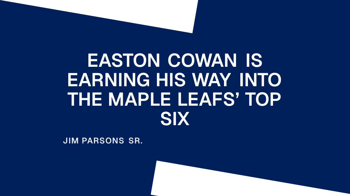 Easton Cowan Is Earning His Way Into the Maple Leafs’ Top Six Placeholder Image