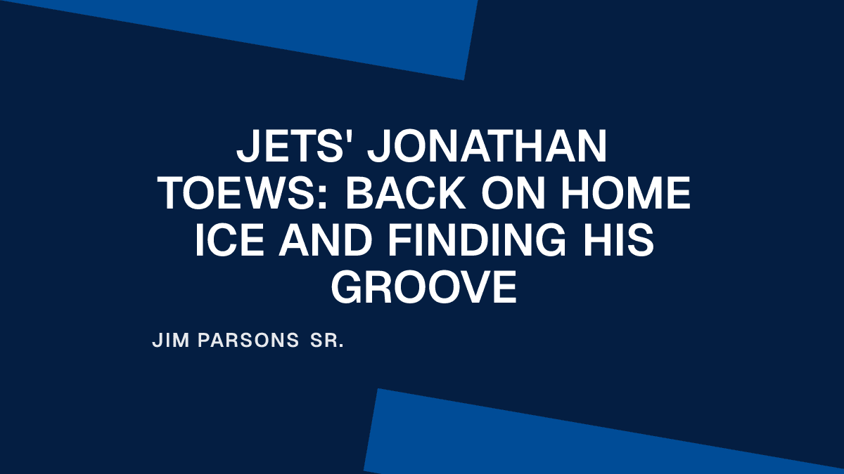 Jets' Jonathan Toews: Back on Home Ice and Finding His Groove Placeholder Image