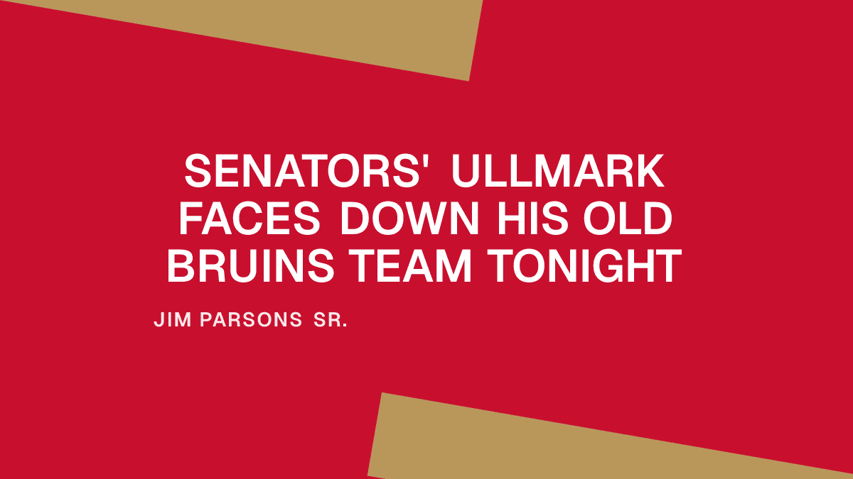 Senators' Ullmark Faces Down His Old Bruins Team Tonight Placeholder Image